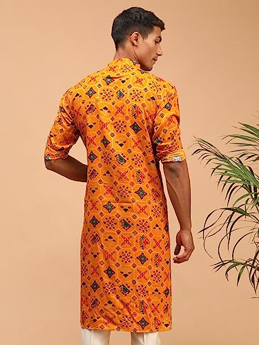 Image of VASTRAMAY Men's Cotton Blend Patola Kurta