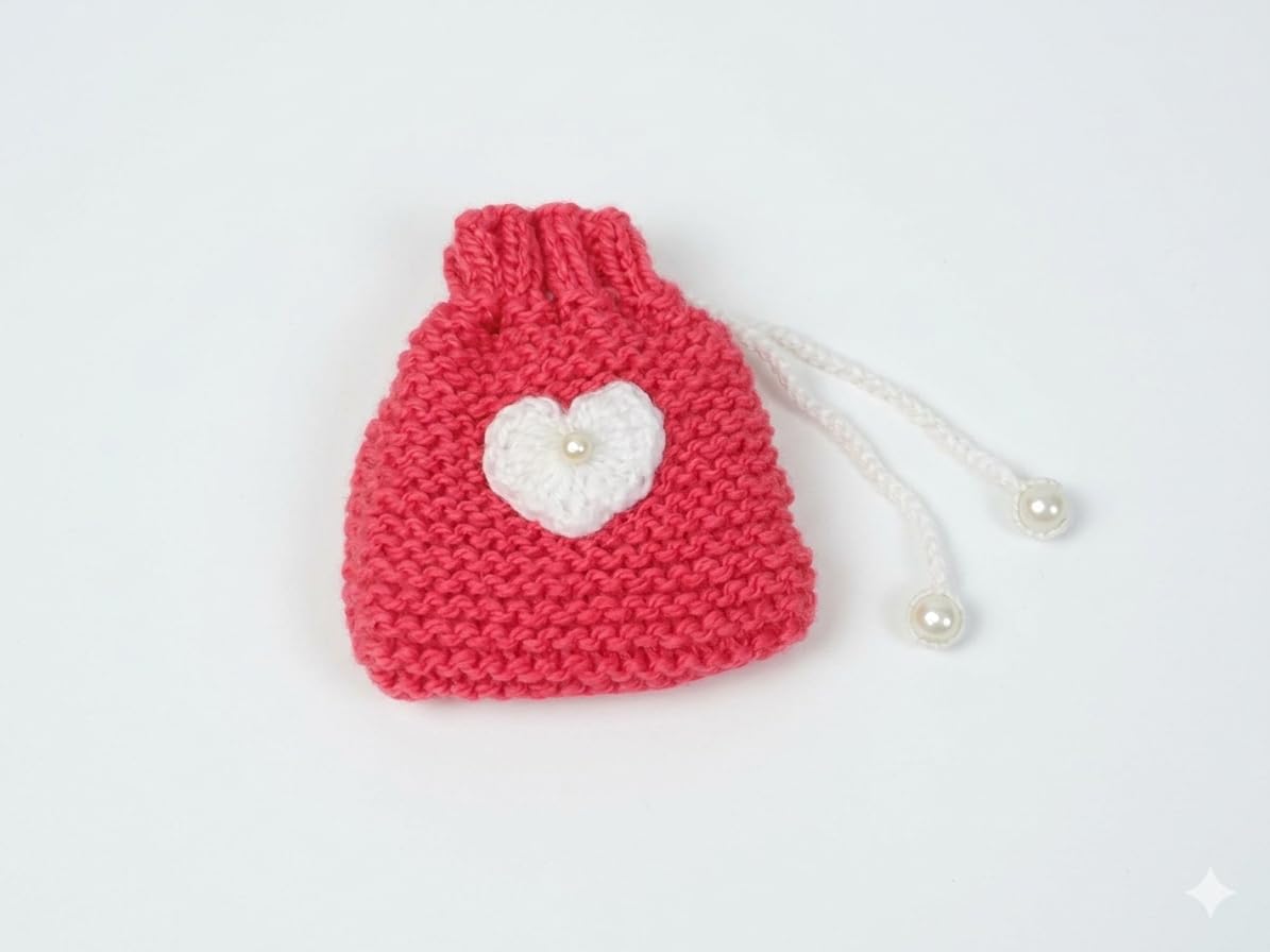 Haute Crafts Made by Mom Handmade Crochet Pouch with Flower Design, Crocheted Earphone Pouch, Small Things & Multi Purpose, (Pink)-picture-25
