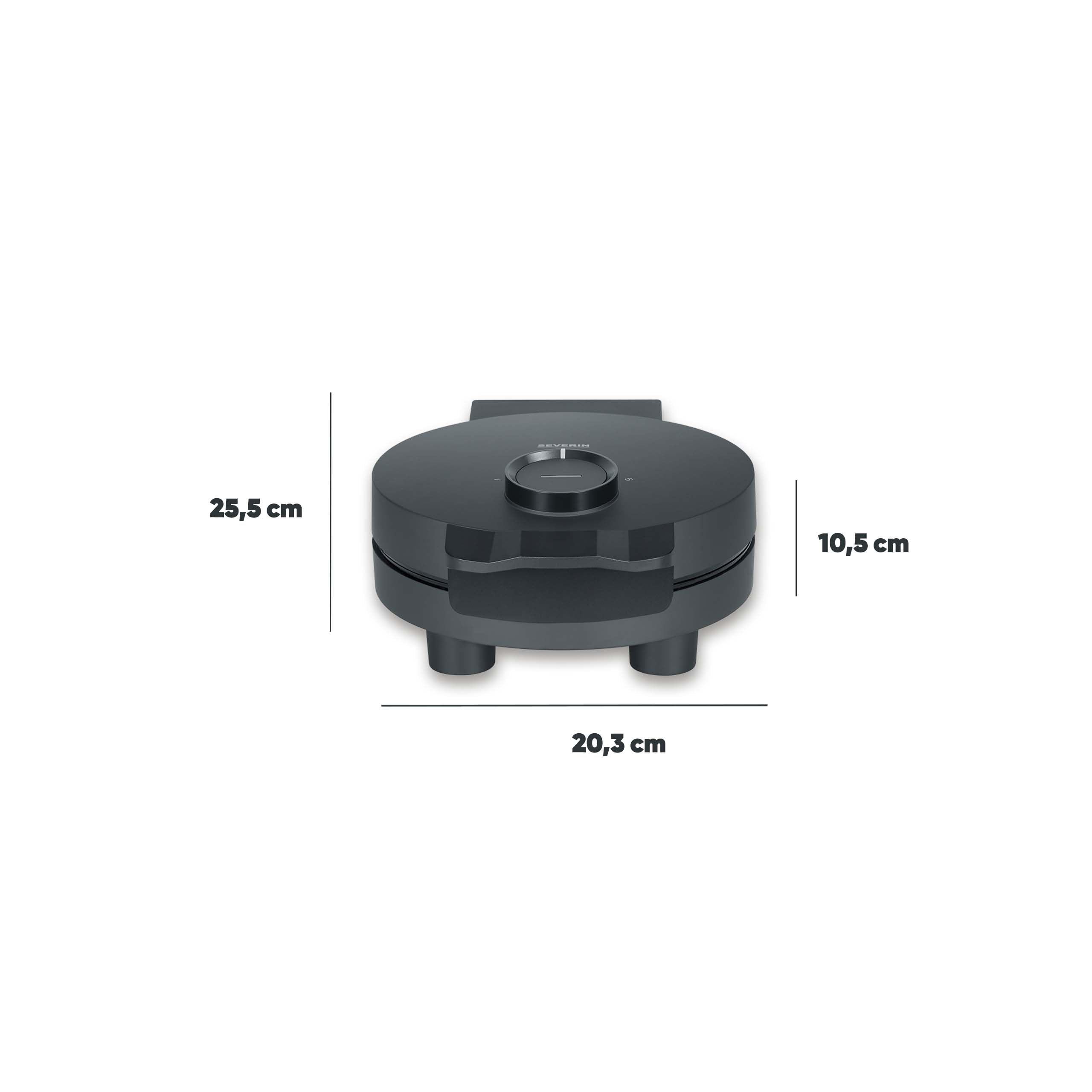 SEVERIN Gofrera Black Line, gofres con forma de corazón, revestimiento libre de PFAS, luz indicadora, práctico enrollador para el cable, 1000 W, negro/acero inoxidable, WA 2117