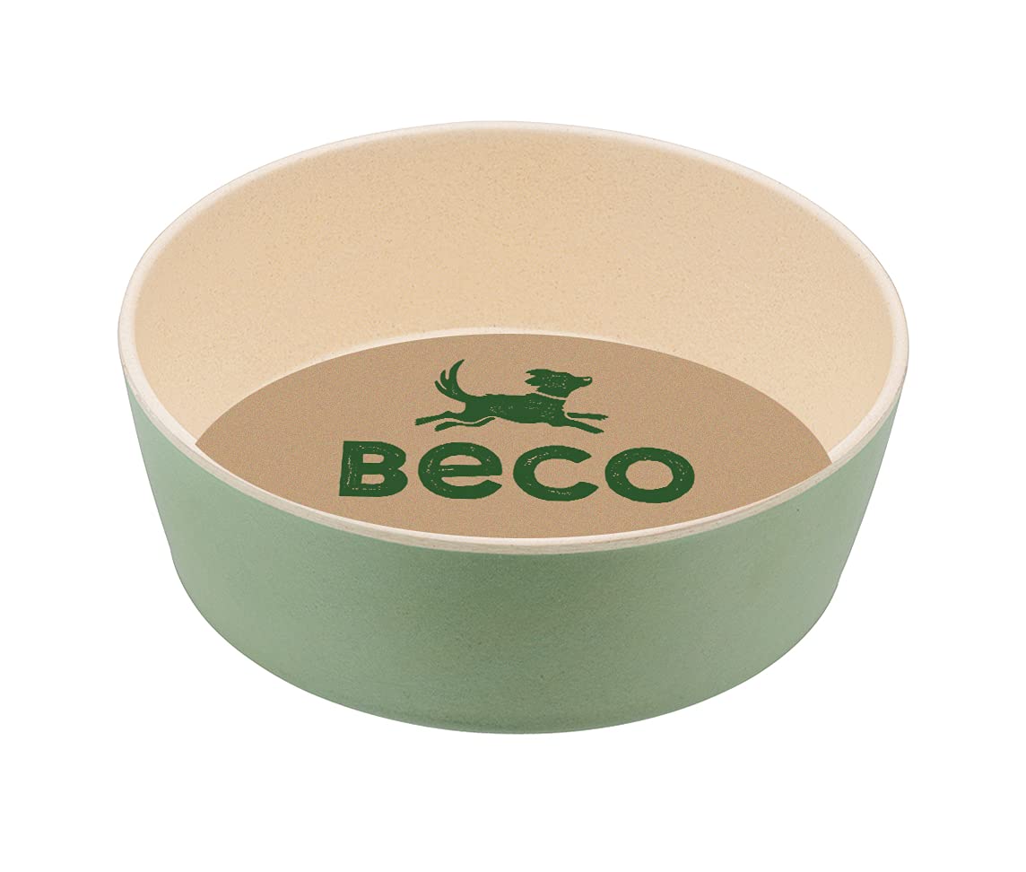 Beco Dog Bowl - Food and Water Bowl, Bamboo, Fresh Mint, (Small, 15cm Diameter)
