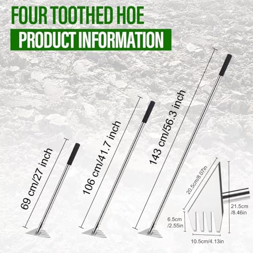 BARAYSTUS Hoe Garden Tool, 3 Lengths Adjustable Weeding Tools Gardening Long Handle, Dual Headed Garden Hoe for Weeding, Heavy Duty Weeding Hoe for Loosening The Soil, Weeding, Digging Holes - Image 5