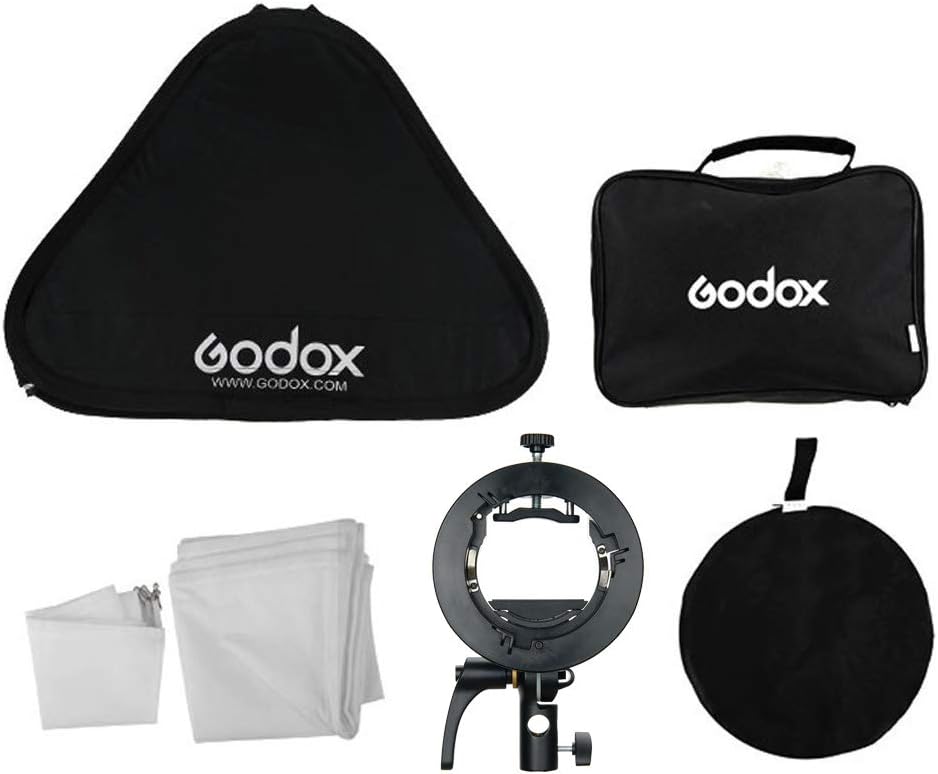 Godox Softbox 32"x32" with S2 S-Type Speedlite Bracket, Bowens Mount Soft Box Kit for Godox V1 AD400Pro AD200Pro AD200 V860II TT685II TT600 TT350