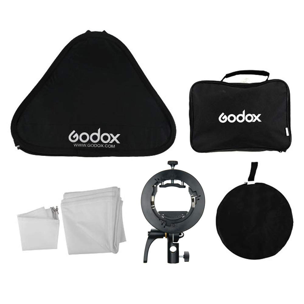 Godox Softbox Light 61 x 61 cm avec Support Speedlite de Type S2, Diffuseur de Lumière de Photographie Portable et Modificateur pour Éclairage de Studio Photo Professionnel