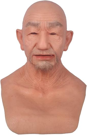 YRZGSAWJ Old Man Silicone Mask Realistic Full Head Mask with Beard for adults Halloween Party Carnival Cosplay