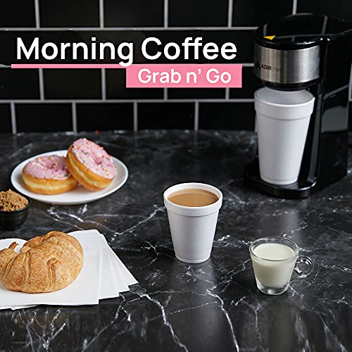 Image of Shop Square 8 Oz Disposable Foam Cups (200 Pack), White Foam Insulates Hot & Cold Beverages, Made in the USA, To-Go Cups - for Coffee, Tea, Hot Cocoa, Soup, Broth, Smoothie, Soda, Juice