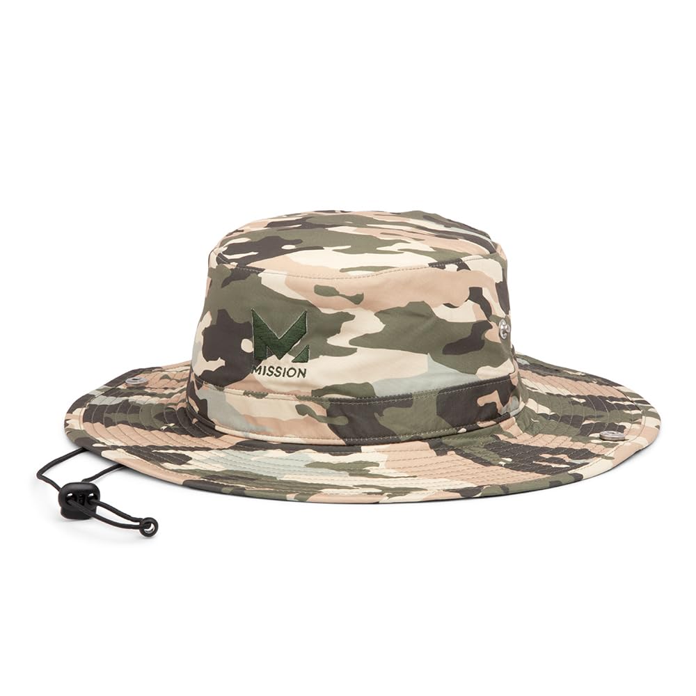 MISSION Cooling Bucket Hat - Unisex Wide-Brim Hat for Men & Women - Lightweight, Foldable & Durable - Cools Up to 2 Hours (Classic Camo Safari, One Size)