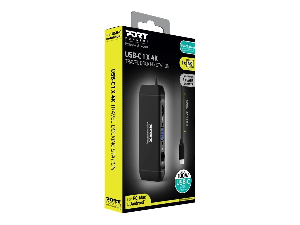 Port Connect Station d'accueil 4k USB-c 100w pour 7 périphériques Noire