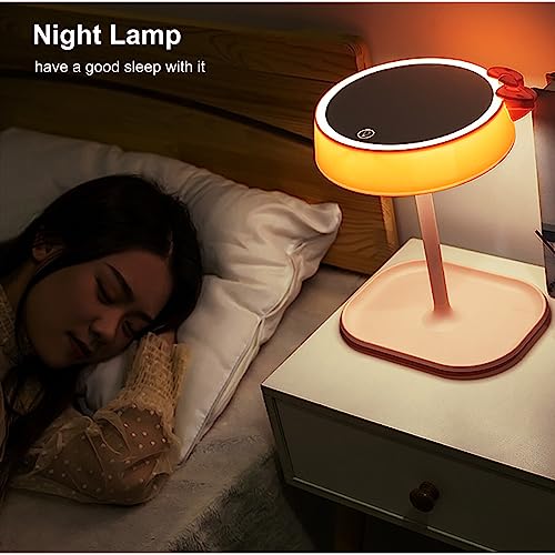 Espelho de maquiagem multifuncional, iluminado por led, carregamento usb, espelho cosmético com band