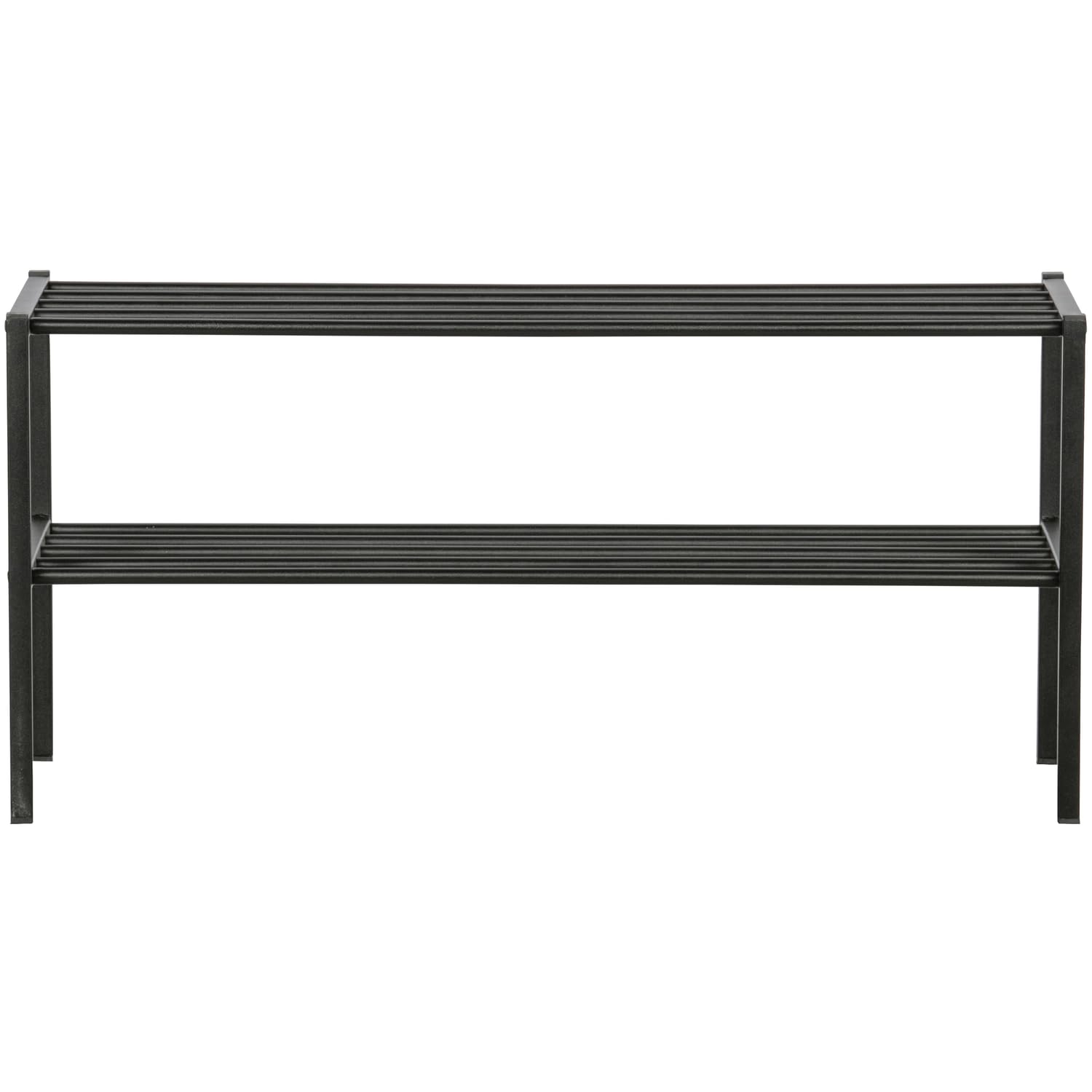 WOOOD Ferro Schuhregal Schwarz - Stapelbares 2-Lagiges Schuhschrank aus Metall Schuhablage 40x85x35 cm