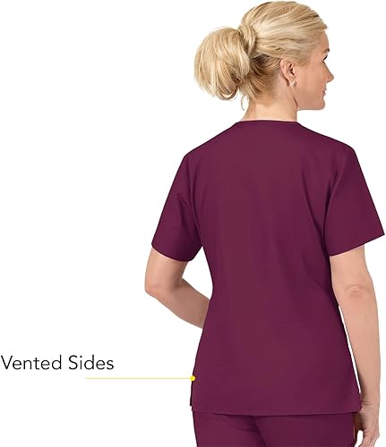 Miniatura 4 de Bata quirúrgica para mujer Wonderwink con 5 bolsillos y cuello en V