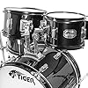 Tiger JDS14-BK Junior 5-Piece Drum Kit - For Ages 3-10 - Snare, Toms, Bass Drum, Bass Drum Pedal, Hi-Hat, Crash Cymbals, Throne and Sticks All Included – Black #2