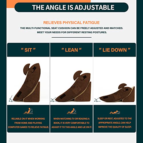 Mudilun 5 Piece Wedge Pillow Set - Post-Surgical Orthopedic Bed Wedge Pillow Adjustable Memory Foam Pillow Soft Velvet Fabric, Machine Washable, Support Pillow For Legs And Back(Brown) #TOP5