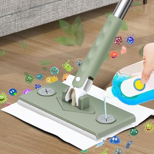 Outil de nettoyage des sols à clip anti-poussière avec 2 doublures lavables pour carrelage - 5