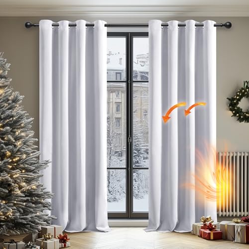 Deconovo Cortinas Opacas 2 Piezas para Dormitorio Salón Modernas, Aislantes Térmicas y Reducción de Ruido, EcolóGicas Certificadas,135 x 240 cm - Gris Perla