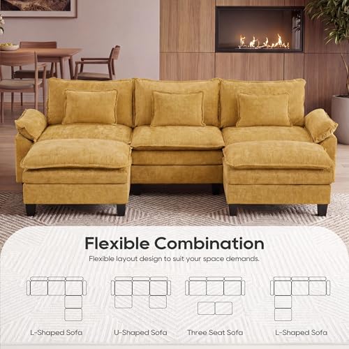 Image of URRED Oversized Modular Sectional Sofa,Yellow:122 inch U Shaped