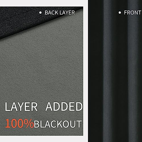 Image of Joydeco Blackout Curtains 120 Inches Long 2 Panels Burg, Room Darkening Curtains for Bedroom, 100% Black Out Textured Thermal Drapes Privacy Protection 2 Panels Set(W52 x L120 Inch, Charcoal Grey)