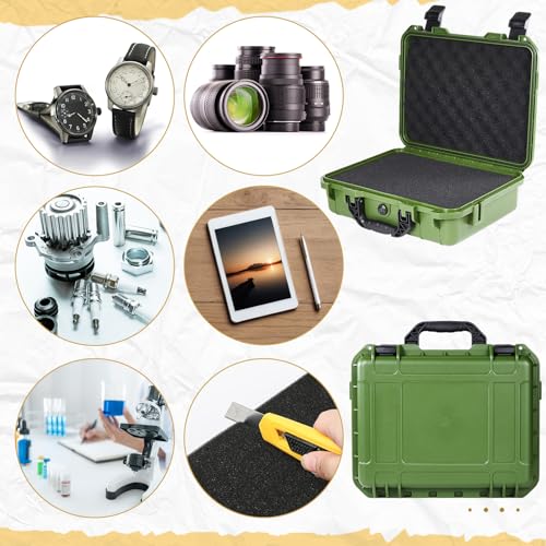 Image of Relaxweex 1 Pcs Waterproof Hard Case with DIY Customizable Foam Insert Portable Protective Case with Knife for Camera Drones Equipments Tools Test Instruments(Green,11.3 x 8.7 x 4.2 Inch)