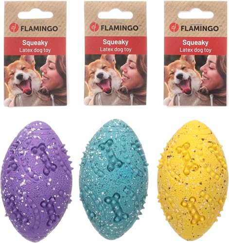 Flamingo Jouet pour Chien Freckles Rugby S 11,8x6,8x6,8cm – Caoutchouc TPR Résistant – Texturée et Rebondissante – Jouet de Lancer/Mastication pour Votre Chiens – Pas de Choix Possible