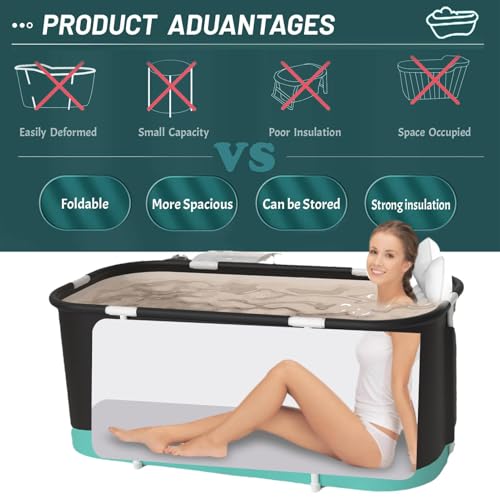 Bañera portátil para ducha de 115x60 cm bañera plegable de múltiples capas 7
