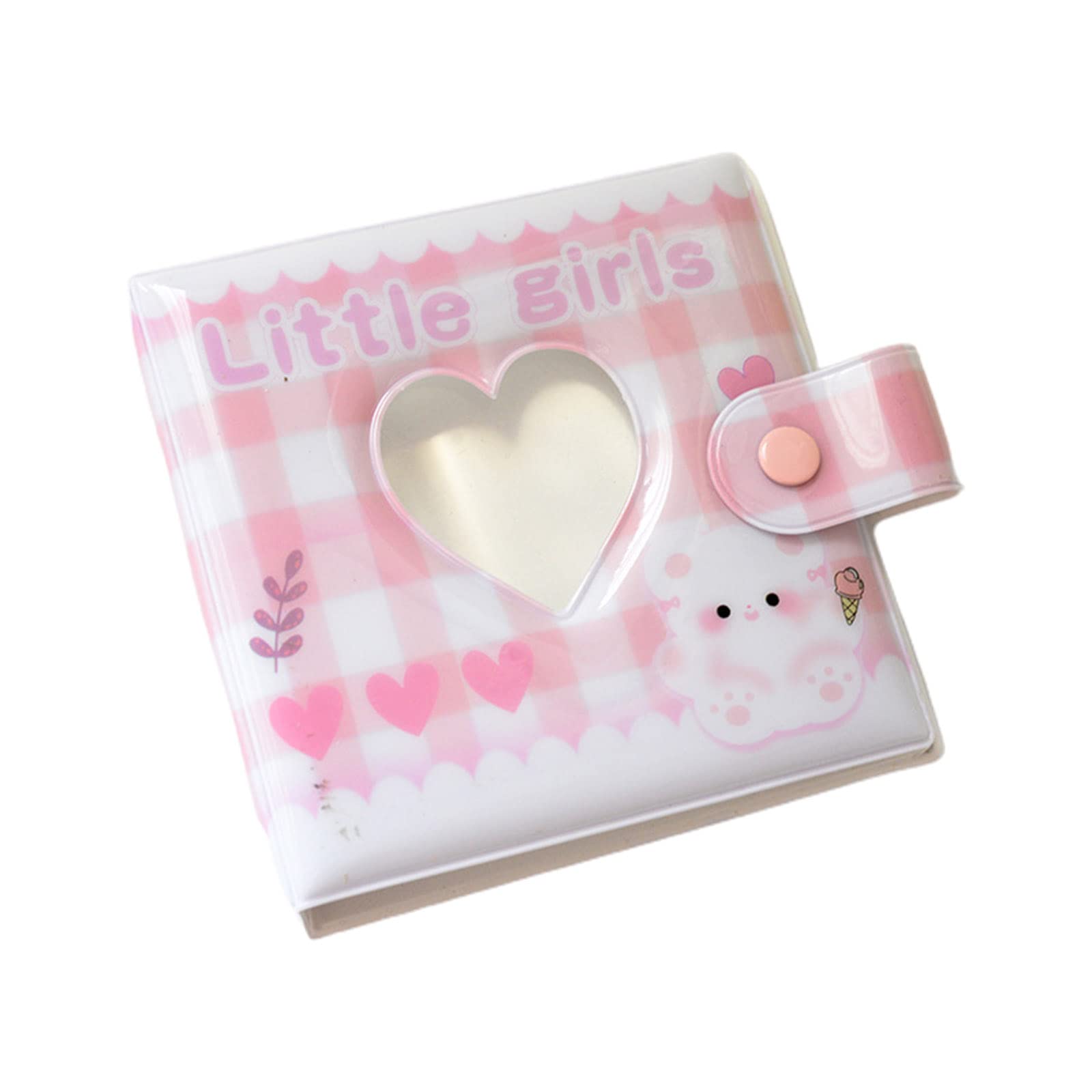 Hredyqw 3Inch Love Heart Hollow Picture Storage Case Cartoon Bear Card Binder Name Card Book Photocard Holder 40 Book Holder