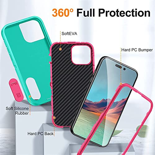Coque iPhone 14 Pro antichoc cyan KANUZ double couche robuste