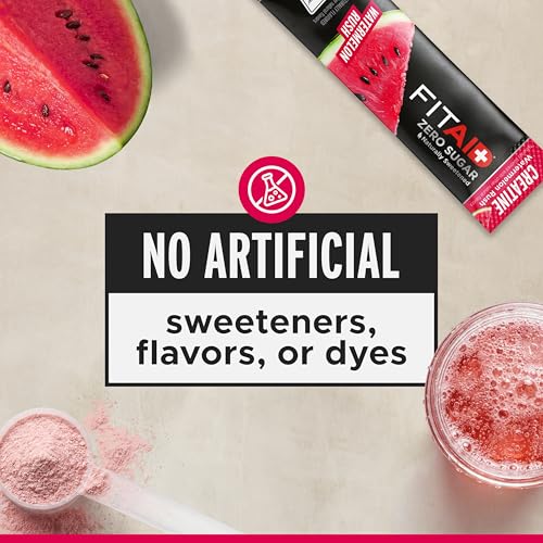 Image of FITAID Creatine Powder, Watermelon Rush (14 Stick Packs) | Easy-mix Watermelon Rush Creatine Monohydrate single-serve stick packs. ATP pre-workout supplement for strength & muscle.