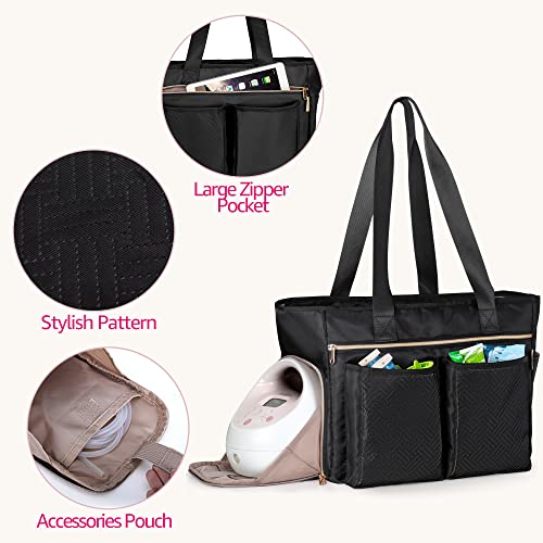 Fasrom Breast Pump Bag Compatible With Spectra S1, S2, Portable Pumping Travel Tote Bag With Laptop Sleeve For Working Moms (Empty Bag Only), Black #TOP2
