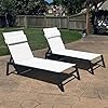 PURPLE LEAF Lounge Chair Set for Outside Aluminum Patio Recliner with Side Table and Pillow Beach Sunbathing Tanning Chairs Pool Chaise Lounger Outdoor White