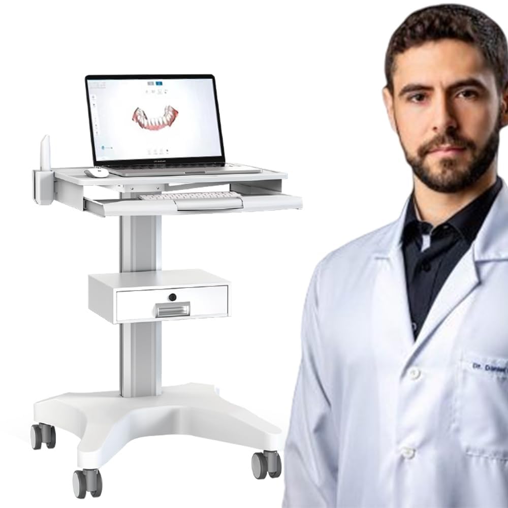 Carrello medico for laptop con supporto for scanner orale, altezza regolabile for clinica odontoiatrica, ospedale, bellezza