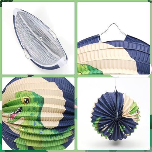 Laterne Kinder St Martin,2 Stück Lampion Kinder,Papierlaterne für Sankt Martin,Martinslaterne Jungen und Mädchen für Umzug St.Martin(Ø 22cm-2 Stile Dinosaurier)