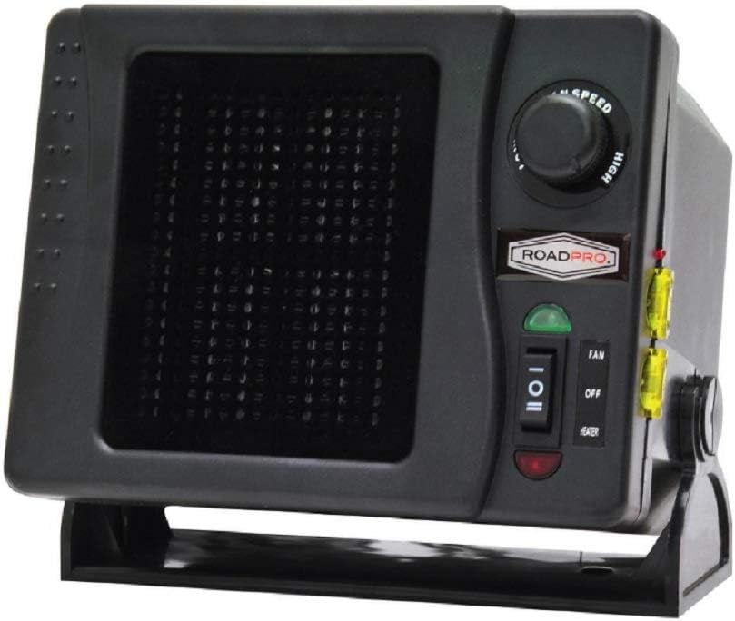 RoadPro RPSL-681 12V Direct Hook-Up Ceramic Heater/Fan w/Swivel Base