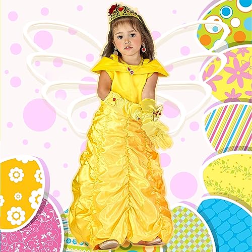 Vestido de princesa para niñas amarillo con accesorios miniatura 3