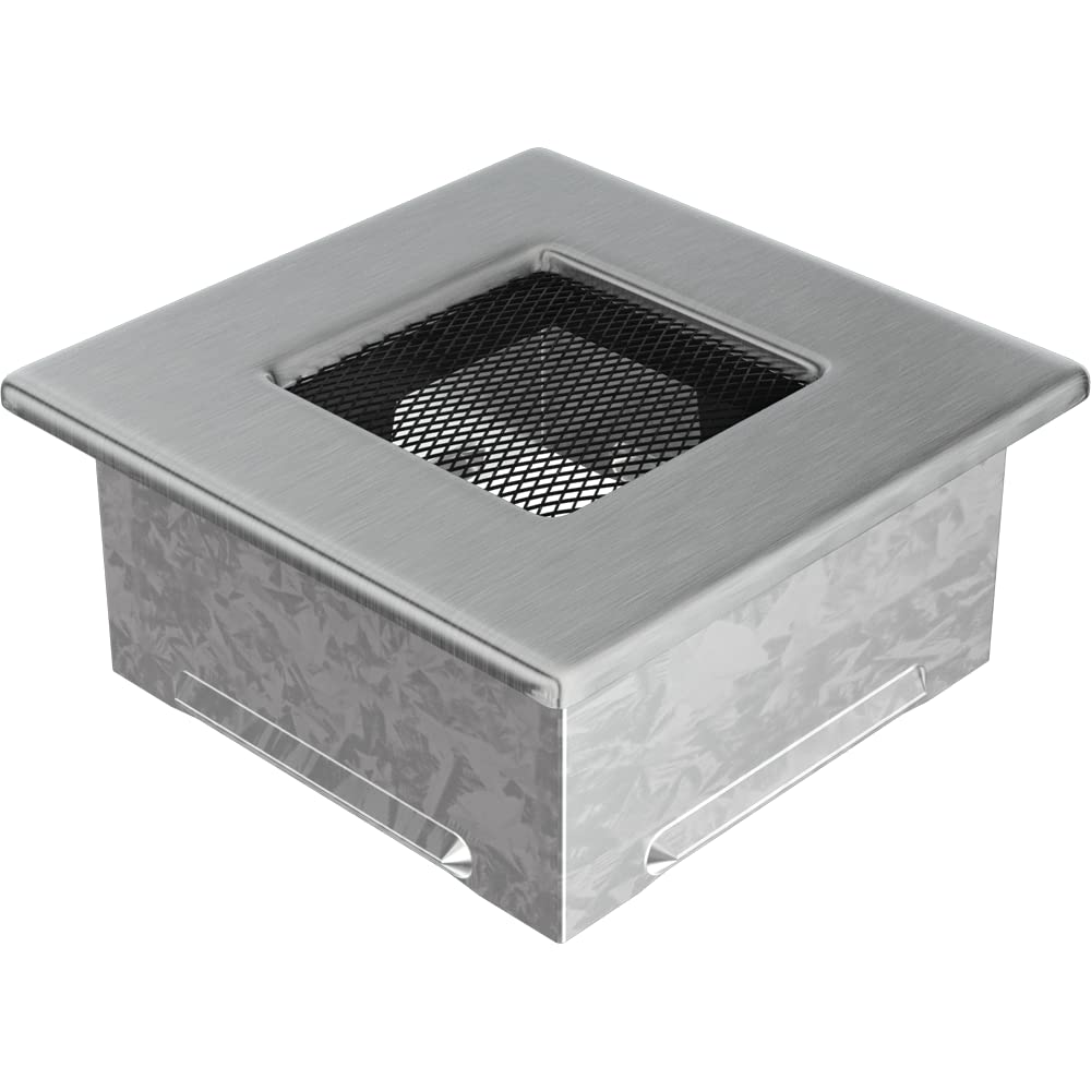 Grille d'aération Kratki 8,6x8,6 cm en acier inoxydable pour murs et cheminées