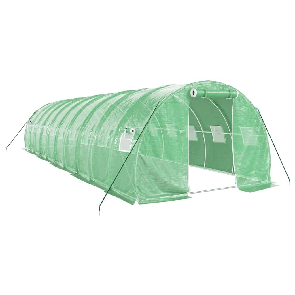 Homgoday Invernadero con Estructura de Acero Verde 30 m² 10x3x2 m, Invernadero Caseta Jardín Terraza Plantas Semilla Cultivo Huerto Verduras Cubierta Casero