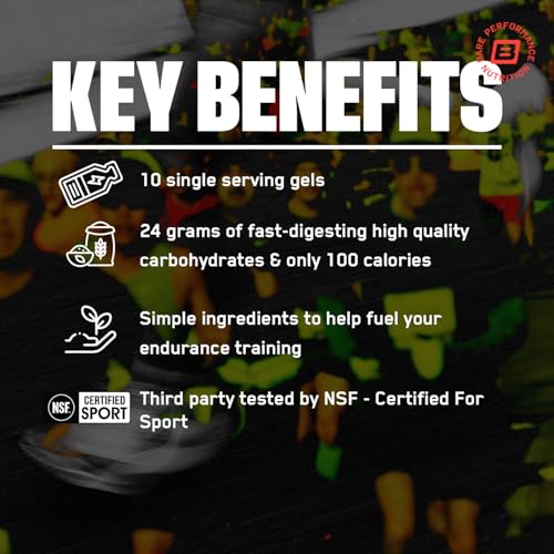 BARE PERFORMANCE NUTRITION, BPN Go Gel Endurance, 24g of Carbohydrates & 100 Calories per Pack, Vegan + Gluten Free Running Gel, 10 Single-Serving Packs, Mixed Berry - Image 5