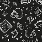 Kanworse Peel and Stick Wallpaper 24'x118' Self Adhesive Wall Mural Seamless American Football Black White...