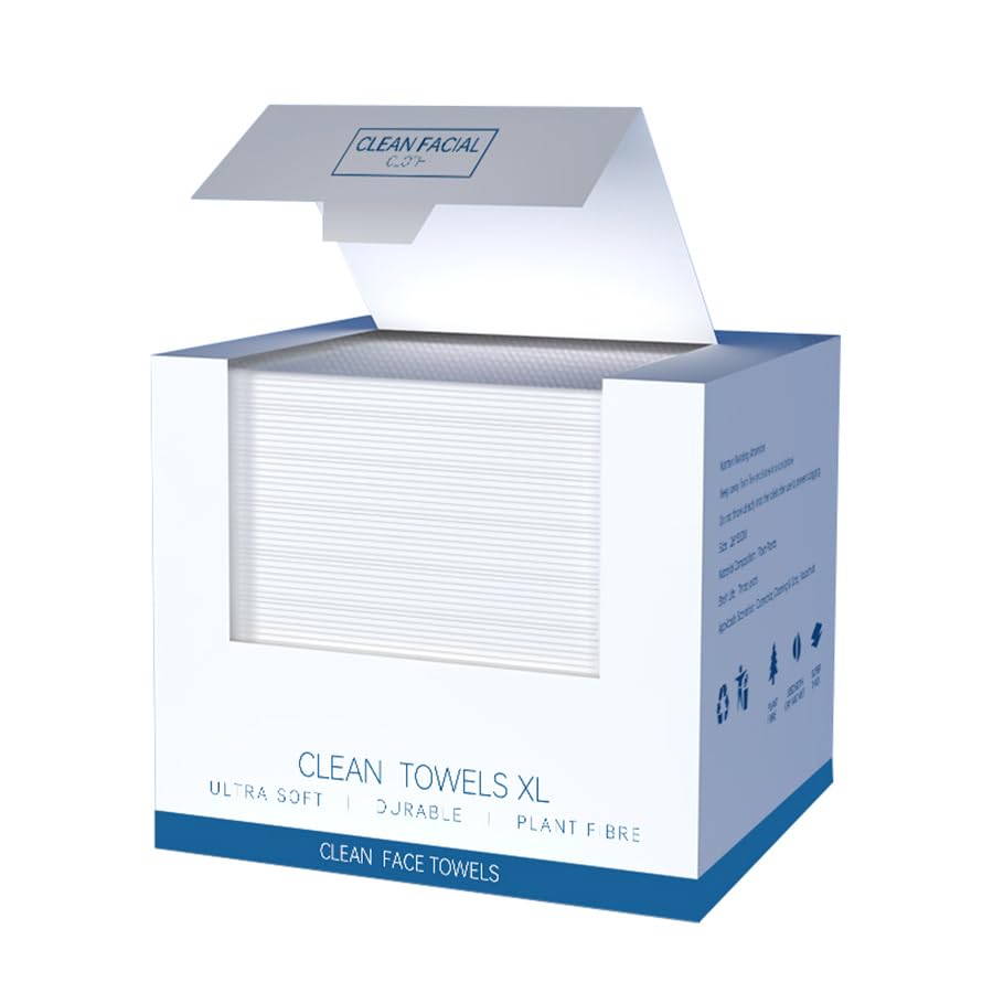 Zepirrcl Disposable Clean Towels for face. XL Ultra Soft, Durable, Plant Fiber Facial Cloth. wet and dry. Make up remover 10.24x11.81in,50Ct,1Pack