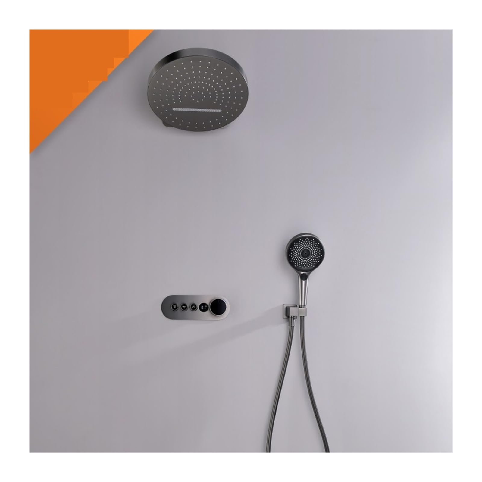 Cyfrowy system prysznicowy Ukryty zestaw prysznicowy, wyświetlacz temperatury w łazience System prysznicowy, prysznice łazienkowe z opadami deszczu Mosiądz Czarny(White Shower Set)