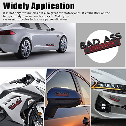 Image of Pincuttee 3D Metal Sticker for Bumper /Fender /Body /Rear /Side, Bumper Emblem, Bad Ass Edition Emblem for Cars /SUV /Truck (Black /Red, 1PC)