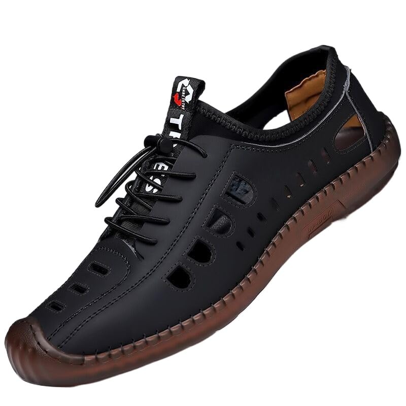 Men's thick-soled lightweight breathable beach sandals - Outdoor low-top leather shoes, suitable for comfortable outdoor use