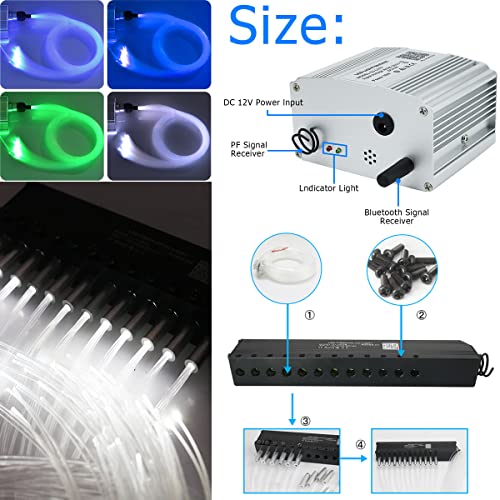 Image of AZIMOM 10W RGBW Twinkle 550pcs 0.03in 13.1ft Fiber Optic Starlight Lights+Pure White Meteor Shooting Star Sound Activated End Glow Fiber Strands APP Remote Control Car Home Ceiling Roof Decor