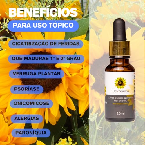 Óleo de Girassol Ozonizado Cicatrizante 20ml OzonSolution