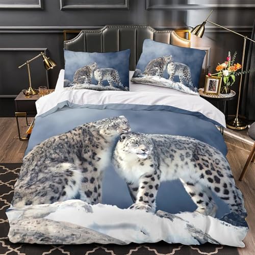 Housse de couette montagne 135x200 cm avec 2 taies d'oreiller en microfobre