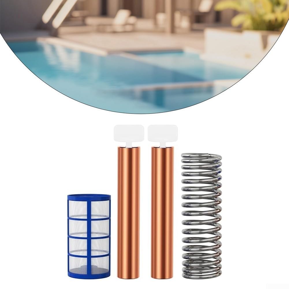 Kit de repuesto de ánodo de cobre para ionizador solar de piscina, juego de 6 piezas con resorte helicoidal de cesta roscada y tornillos de ala para la mayoría de desinfectantes de piscinas