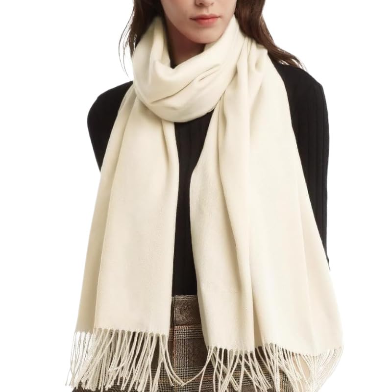 Women Men Winter Cold Weather Scarf - Imitation Cashmere Feel Soft Shawls Scarves with Tassels for Travel