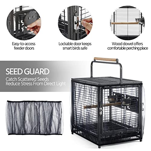 Yaheetech-255-Wrought-Iron-Bird-Travel-Carrier-Cage-Parrot-Cage-with-Handle-Wooden-Perch-Seed-Guard-for-Small-Parrots-Canaries-Budgies-Parrotlets-Lovebirds-Conures-Cockatiels