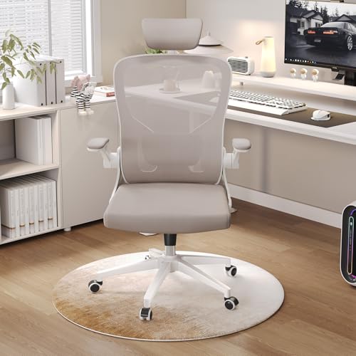 Image of Office Chair (06Khaki, Chair) | 360 Swivel Adjustable Lumbar Support & Flip-Up Armrests capacity 300 lbs capacity
