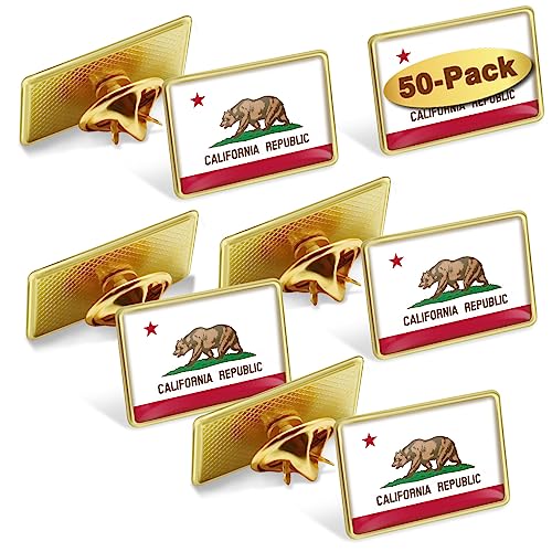 Image of 24 /50 /100Pcs California State Flag Lapel Pins Bulk - Metal Calif. CA Brooch Badge Souvenir for Men Women Clothes Bags Hats