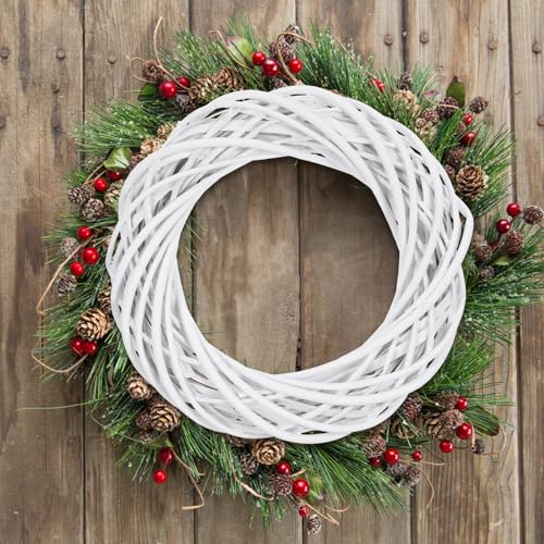 Rotin blanc 30 cm lot de 3 couronnes de fleurs durables et souples - 6