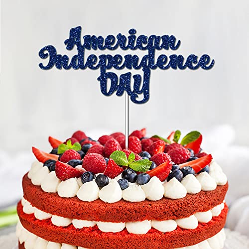 Juttira 4 Pcs Happy Independence Day Cake Toppers Red Blue 4Th Of July Glitter Patriotic Topper I Love Usa Decorations American National Picks Food Appetizers Toothpicks #TOP7